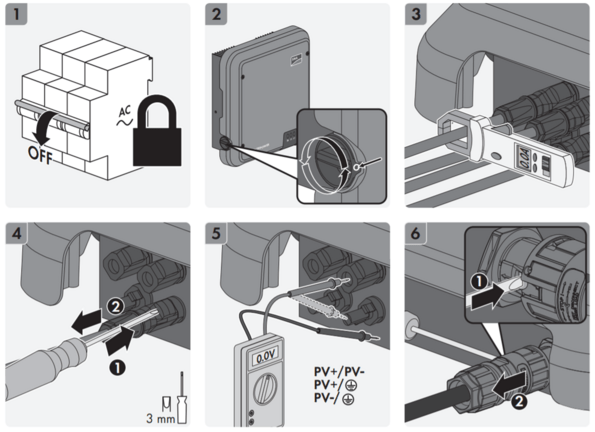 Sunny Tripower 3.0 / 4.0 / 5.0 / 6.0 - Verbind de meegeleverde Sunclix connectoren