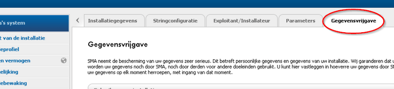 Op het volgende scherm gaat u naar het tabblad "Gegevensvrijgave" aan de rechterkant